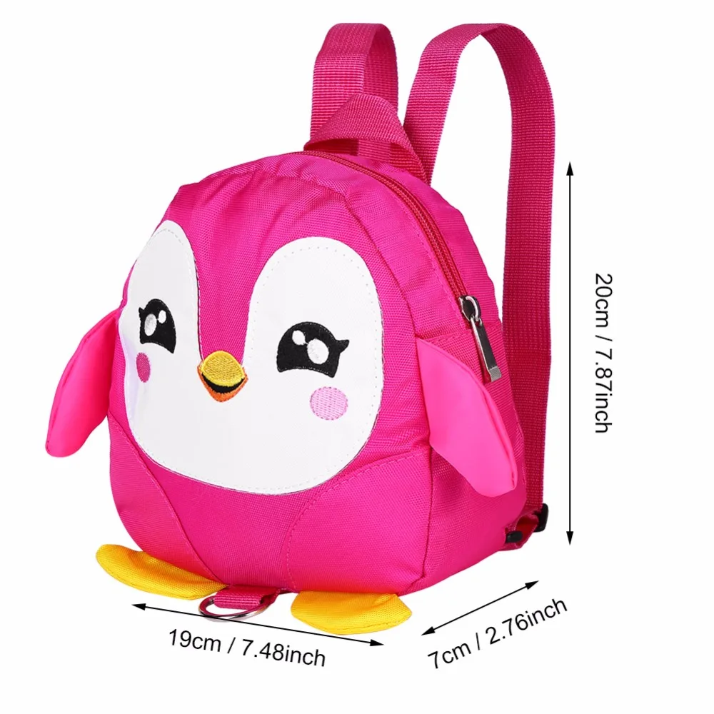 Детский рюкзак с мультипликационным пингвином, с ремнем безопасности, для малышей, анти-потеря, детская школьная сумка, регулируемый плечевой ремень с замком