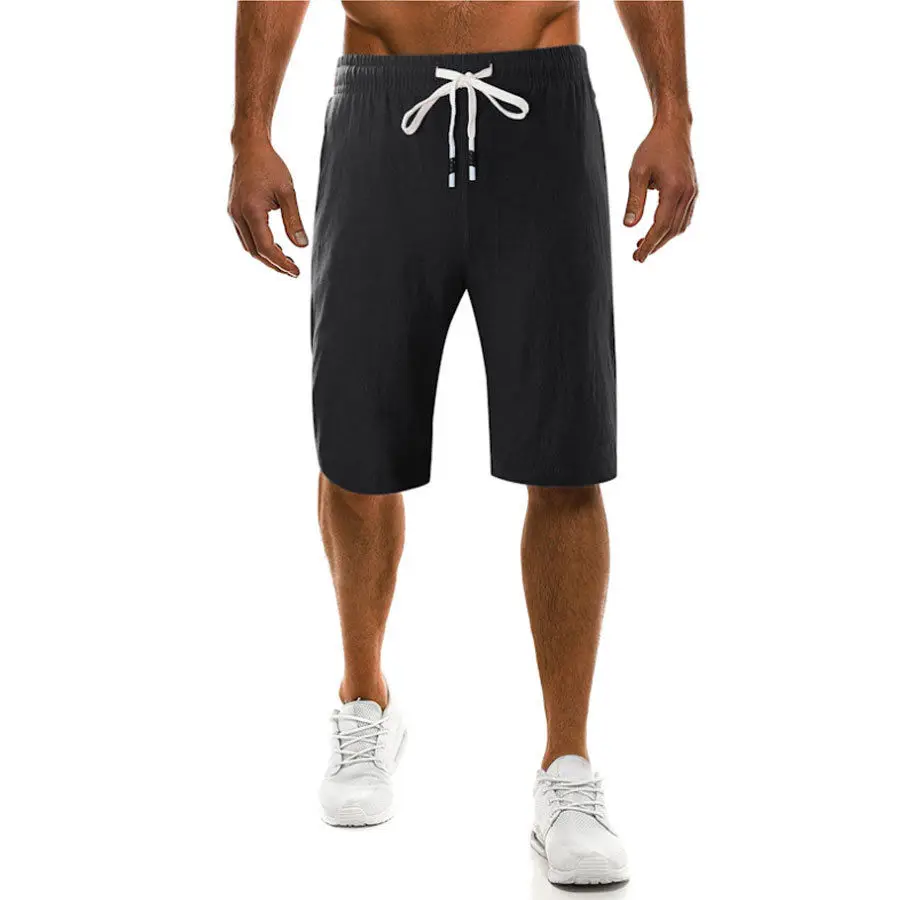 Men's Summer Breathable Shorts Mens Gym Sports Soft Casual Short Pants Black Gray Khaki Navy Blue
