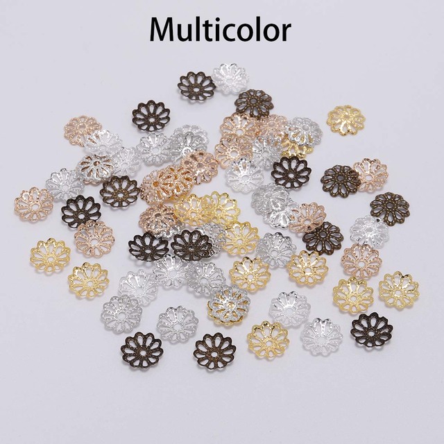 7 9mm  Gold Flower Petal Beads Caps Bulk End Spacer Charms Bead Caps For Jewelry Making Accessories DIY Supplies