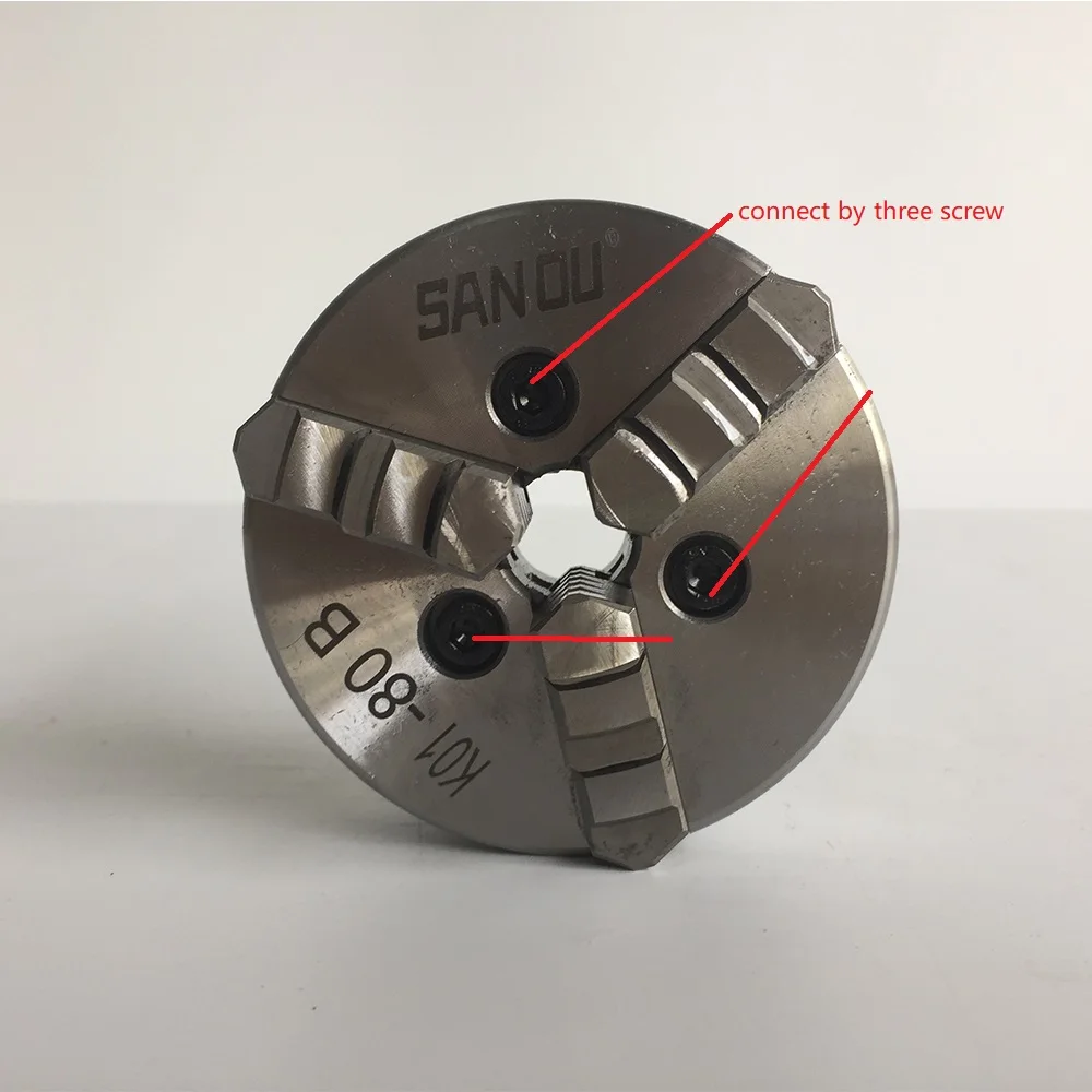 3 кулачковый токарный патрон с закаленной стали 80 мм K01-80B для мини-токарного станка по дереву