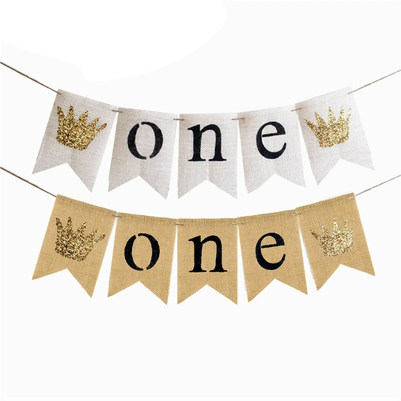 Banner Per Seggiolone 'ONE' Rosa E Bianco Con Fiocco - Decorazione Primo Compleanno Bambina