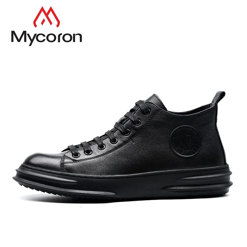 

MYCORON Hot Sale Male High Top Shoes Winter Men Motorcycle Martin Boots Lace-Up European Round Toe Men Boots Laarzen Dames