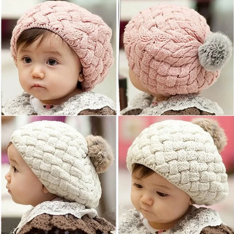 

1PCS Winter baby hat kids baby photo props beanie faux fur gorros bebes crochet beanie toddler cap for Children Solid Color