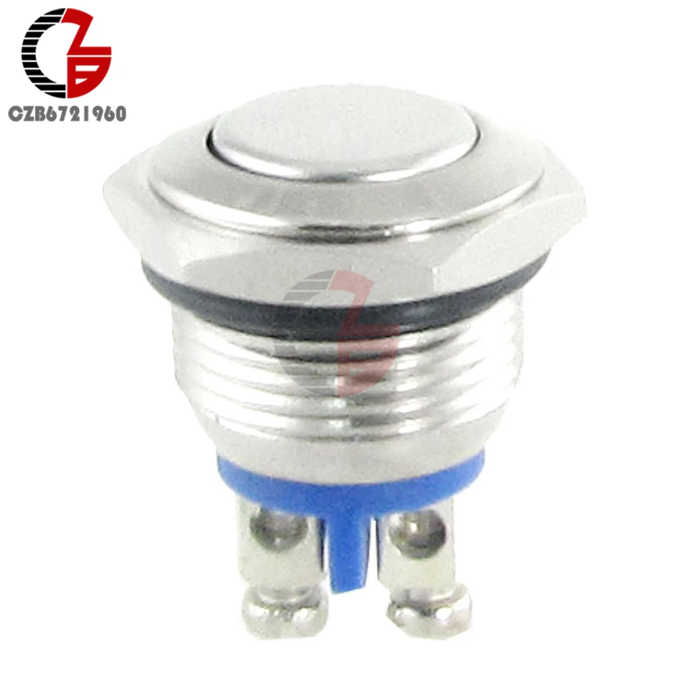

16mm Start Horn Button Momentary Stainless Steel Metal Push Button Switch Car Dash 12V Metallic Luster Metal Switch