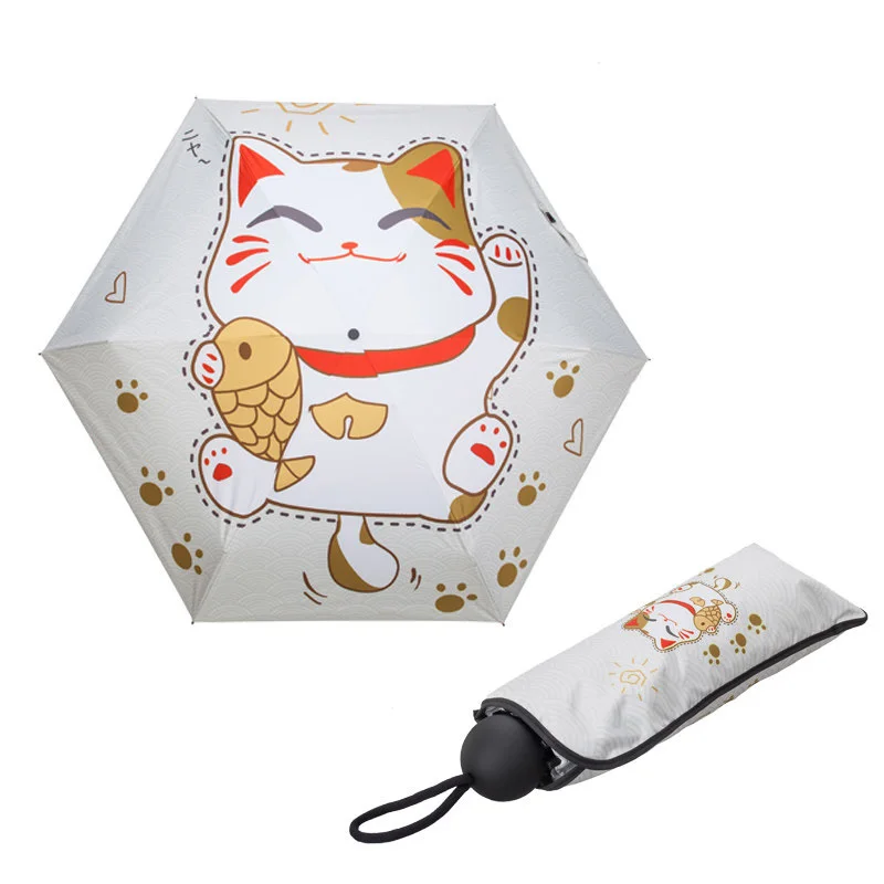 1452 Femmes Parapluie Cinq Parapluies Pliants Plage Dessin Animé Pluie Ttk Imperméable Enfants Parasol Pour Fille Petit Parasol Auto Femme In