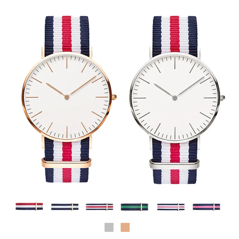 

Top Design Canvas Strap Men Quartz Watch Luxury Woman Nylon Buckle Watches Dial Couple Wristwatch relogio