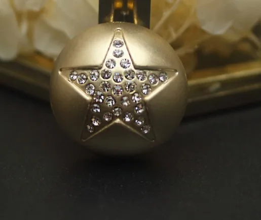 

10 pieces High grade Metal Rhinestone Pentagram jacket buttons shirt Sweater button Decorations Accessories 23mm Free shipping