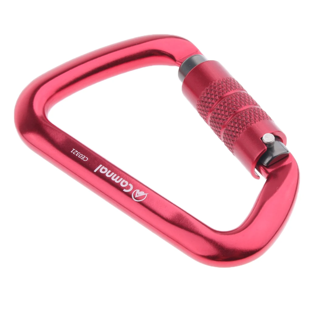 28KN D Shape Carabiner Locking Spring Snap Hook Outdoor Rescue Arborist Mountaineer Equipment Camping Hiking Climbing Accessory