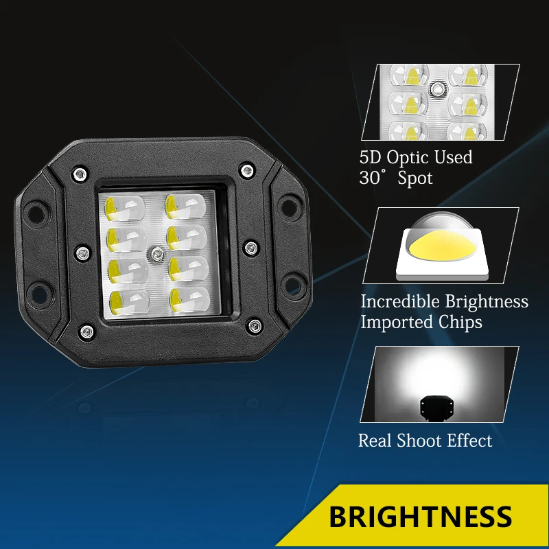 Skup CREK 2 sztuk 24W 9 32V podtynkowe LED strąki światło terenowe LED ciężarówka tylne oświetlenie do jeepa 4WD 4x4 SUV ATV Offroad LED światła przeciwmgielne