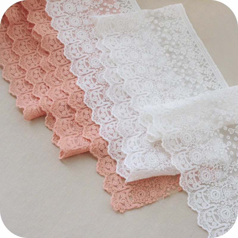 13 см X 1 м Высокое качество мягкий розовый белый цветочный марля вышивка кружевная