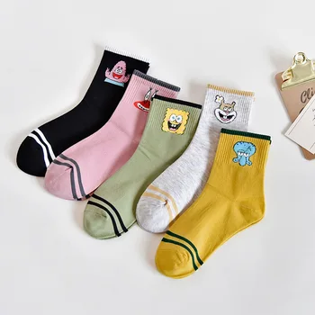 

5 Pairs Colored Cartoon Short Harajuku Socks Cute Kawaii Patterned Ankle Socks Women Funny Cotton Socks Creative Hipster Sox