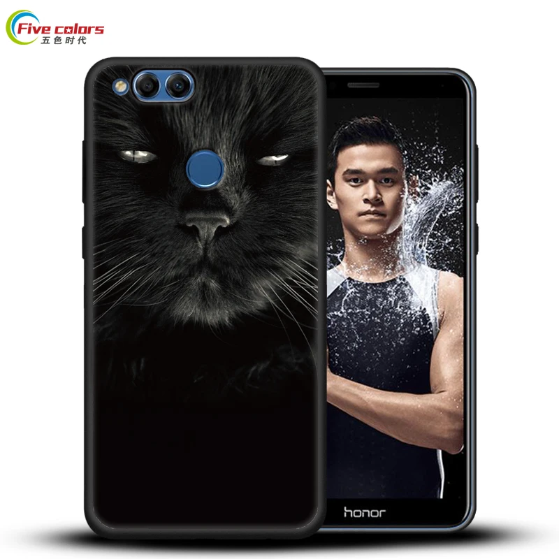 Мягкий ТПУ чехол для Huawei Honor 7X полностью защитный силиконовый черный телефона Fundas