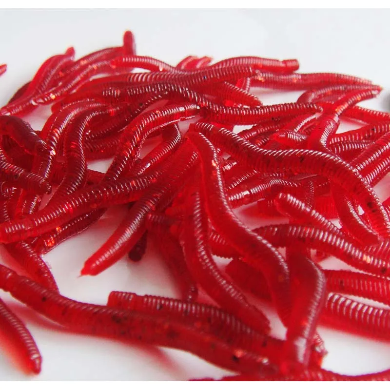 50pPcs/Lot Fishing Lure Bait Soft Sea Worm Red Earthworm Fishy