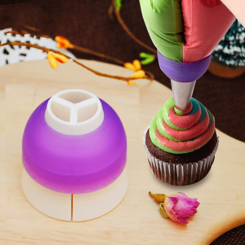 

Fondant Pastry Tri-Color Coupler Color-swirl Icing Cream Converter Piping Tips and Nozzles Adapter Cupcake Decorating Tools