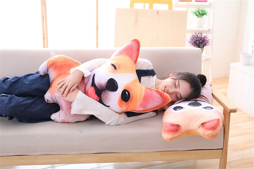 Fancytrader 3D Animal Corgi Plush Pillow Shiba Inu Dogs Toy Cartoon Pomeranian Dachshund Stuffed Doll Creative Decoration 90cm16
