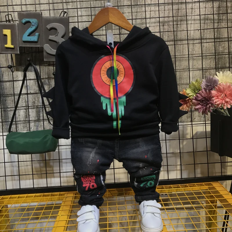 

baby boy clothing sets kids uniform clothes for school birthday suits long sleeve Hoodie + jeans boys 2pcs set cotton