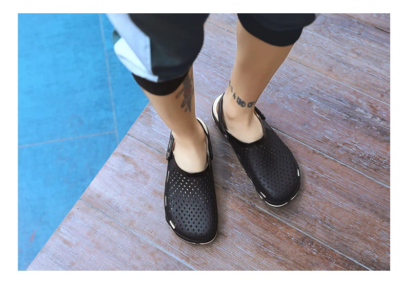 Crocse Crocks/мужские сандалии для бассейна; летняя Уличная обувь для пляжа; мужские садовые Сабо без застежек; Повседневная водонепроницаемая обувь для душа; Crock