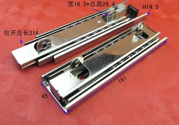 160 6 Inches Long With Ears Underpinning Three Ball Bearing Slide