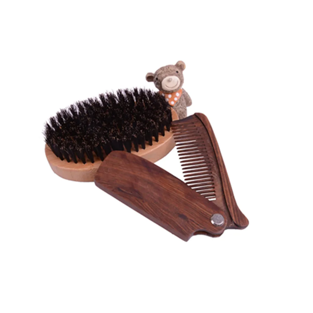 FELICARE 100 Boar Hair Bristle Beard Brush Military Round Beech for