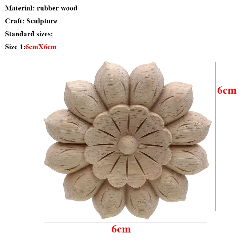 Винтажная Неокрашенная древесина наклейки с резьбой угловая аппликация, рама для домашней мебели настенные двери шкафа декоративные деревянные миниатюрные ремесла - Цвет: 6cmX6cm