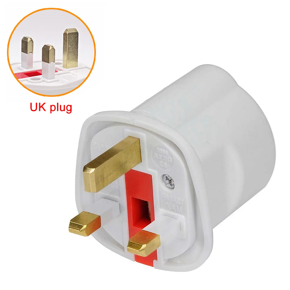 Новый европейский 2 Pin в Великобритании 3 Plug Сменный Адаптер Евро ЕС Schuko