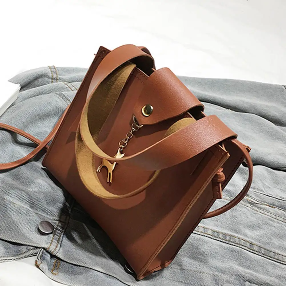Женская сумка на плечо модная простая сумка-портфель украшения с оленями PU кожаные сумки сплошной цвет телефон монета сумка клатч для девочки