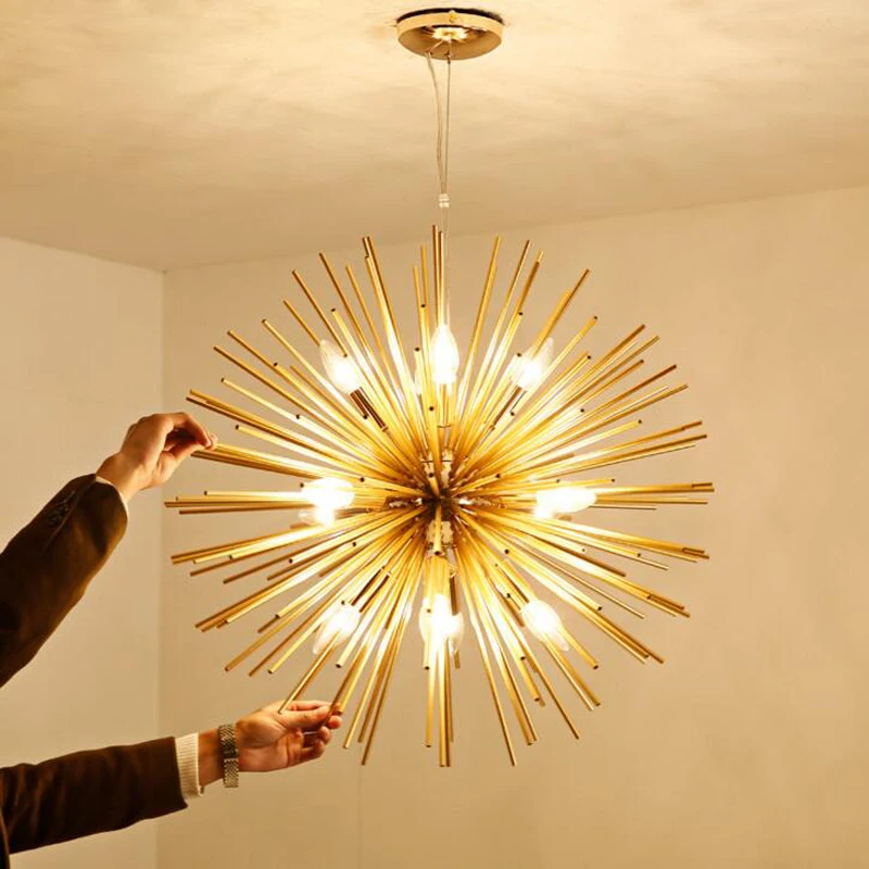 

Nordic post-modern living room bedroom restaurant golden ball chandelier lighting art dandelion LED chandelier led lighting lamp