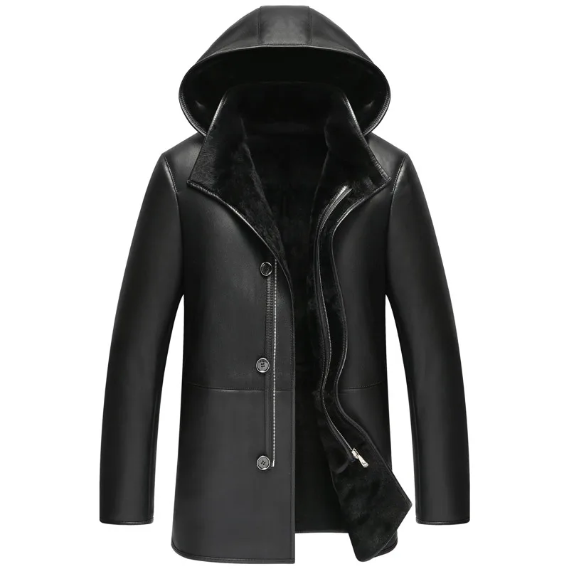 

Genuine Leather Jacket Men's Winter Jacket Real Sheepskin Coat for Men Real Lamb Fur Warm Jackets Plus Size 6090-2 MY1923
