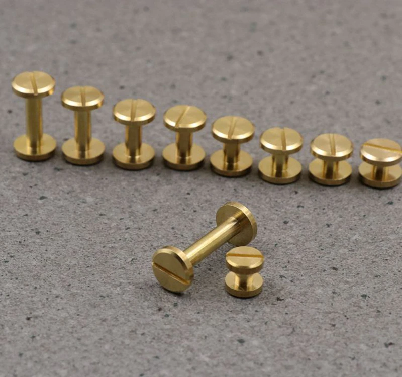 

solid brass double flat heads sides garment rivet cap studs for leather belt, bag, shoe,leather chocker diy craft accessories