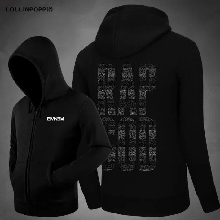 Rap God Eminem Hoodies Fleece Zip Up Cardigans New 2017 Mens Hiphop Rapper Hoodie Streetwear Hoody
