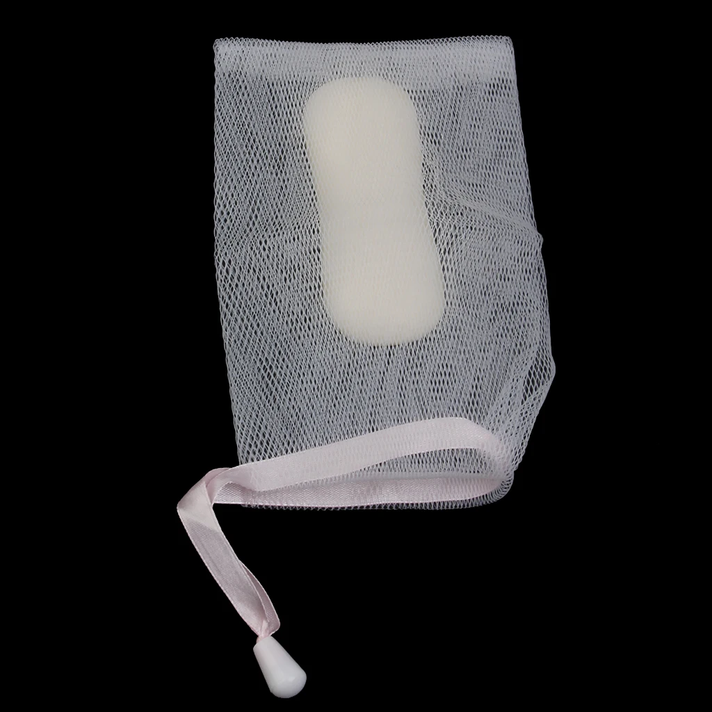 MagiDeal 10pcs Mesh Soap Sack Saver Pouch Drawstring Holder Bags for Making Bubbles Body Facial Cleaning Bath Shower Tool