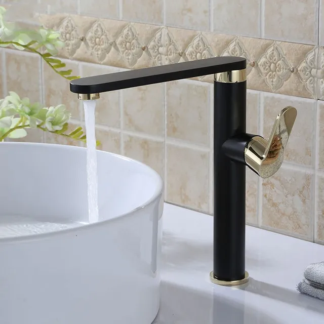 Contemporary Black and Gold Painting Brass Bathroom kitchen Lavatory
