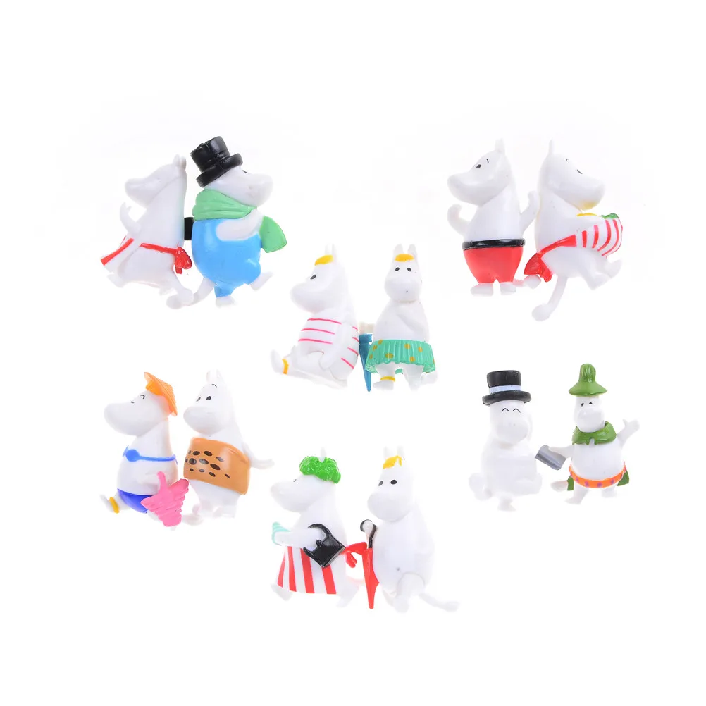 12 шт. миниатюрные фигурки Moomintroll Hippo Family Snork maidenпвх Мультяшные куколки статуэтки
