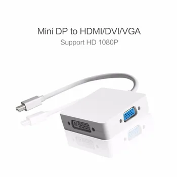 

3 in 1 mini DP to HDMI VGA DVI Adapter Mini Display Port Converter Audio Video Cable for TV PC Laptop