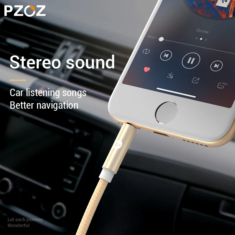 Кабель Aux PZOZ 3 5 мм аудиокабель с разъемом Папа папа для iphone 7 автомобильный провод