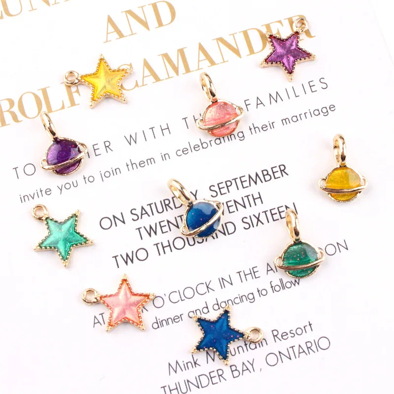 

20PCS Alloy Colorful Enamel Star Planet Pendant Enamel Charms DIY Accessories For Handmade Fashion Necklace,Keychains Earrings