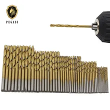 PEGASI 50PCS 4Sizes Mini Micro Round Shank Drill Bits Set Small Precision HSS Twist Drills For Angle Iron Wood Woodworking