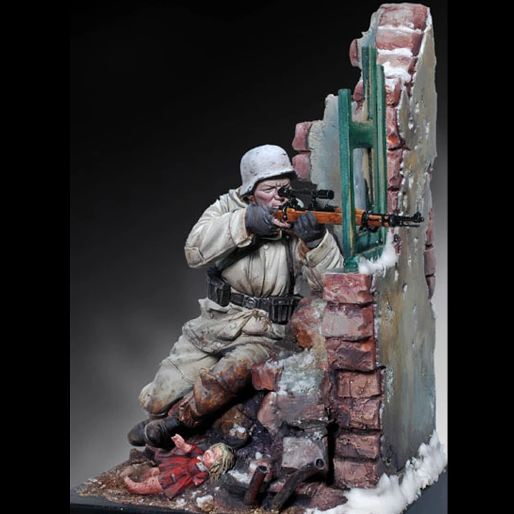 

1/18 Sniper 1944, With base, Resin Model Soldier GK, World War II military theme, Unassembled and unpainted kit