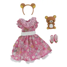 Оригинальная кукла licca аксессуары платье медведь повязка клубника обувь для кукла licca 1/6 кукла платье