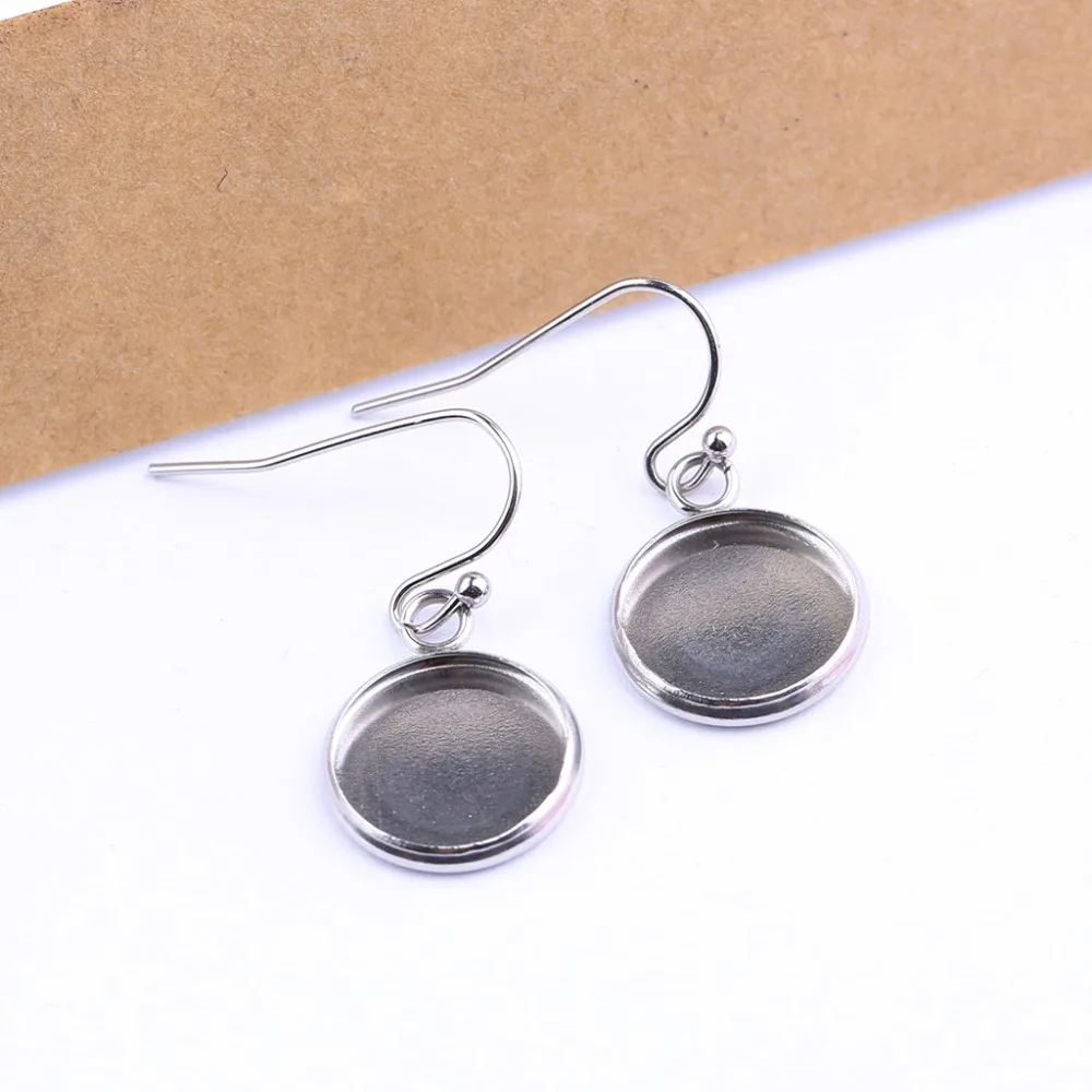 Onwear 10 пар Круглая Кабошон серьга из нержавеющей стали Заготовки мм 12 14 16 dia