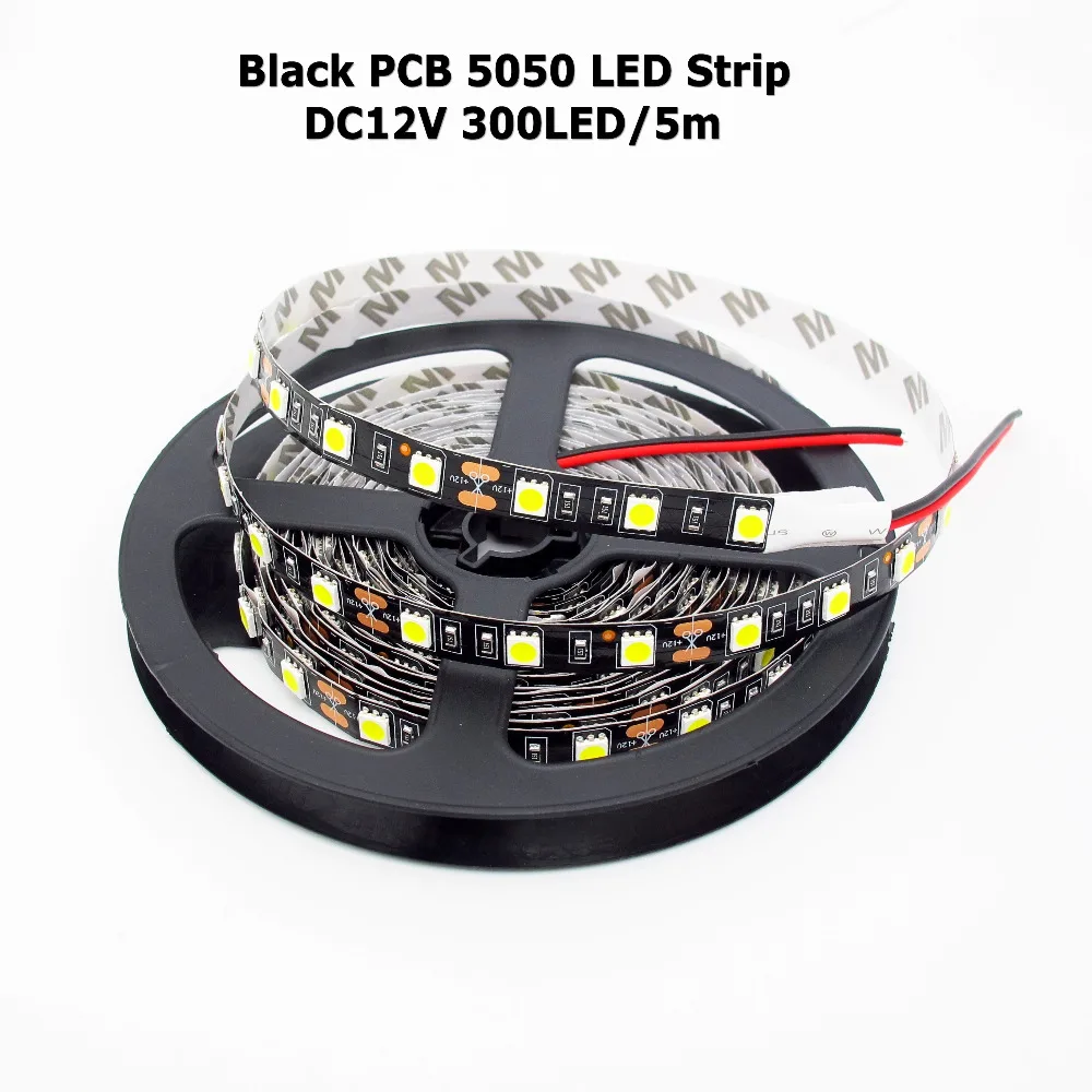 LED Strip 5050 Black PCB 12V Flexible LED Light 60LED/m 1m 5m RGB 5050 Strip lot 