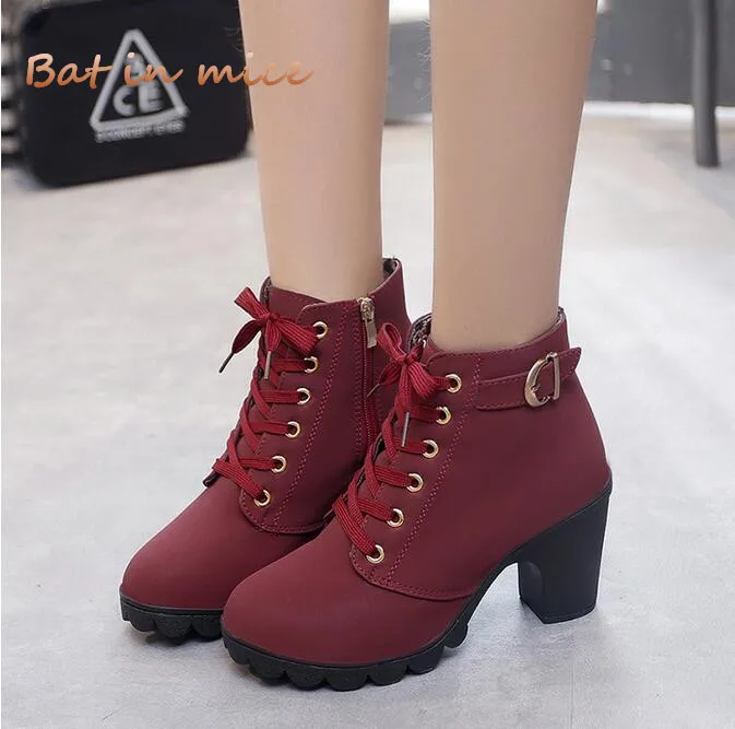 Baratos Invierno casual de las mujeres, tobillo Botas los tacones altos de las mujeres nieve Botas Martin Botas zapatos de mujer Botas plus tamaño 35 41 W167
