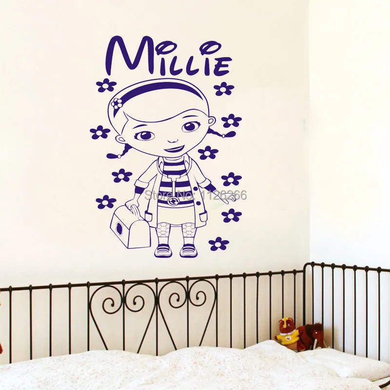 Us 6 15 12 Off Kids Decorative Wall Stickers Doc Mcstuffins Girls Customer Made Personalized Name Vinyl Wall Decals For Bedroom In Wall Stickers