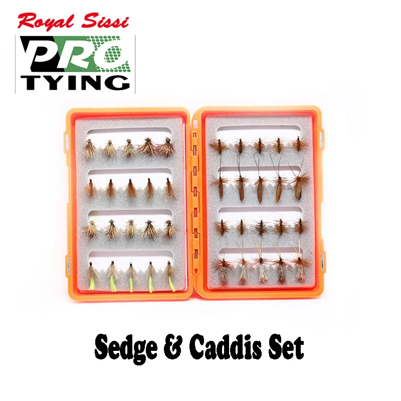Профессиональная вязка 40 шт./кор. caddis &amp sedges Ассорти Мухи для ловли нахлыстом