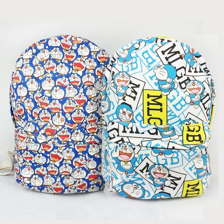

40x27cm Doraemon Cartoon canvas Printing Backpack Girls Fashion Ladies School Backpacks Travel bag Unisex Mochila