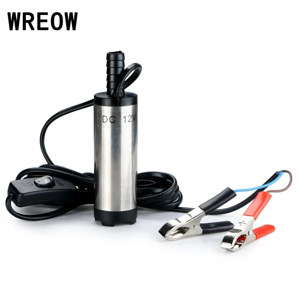 12V DC Submersible Pump 38mm Stainless steel shell Diameter Water Oil Diesel Fuel Transfer Refueling Car Camping Fishing
