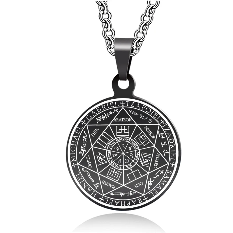 HZMAN Seals of The Seven Archangels Rings Choker Statement Silver Gold Stainless Steel Bnads