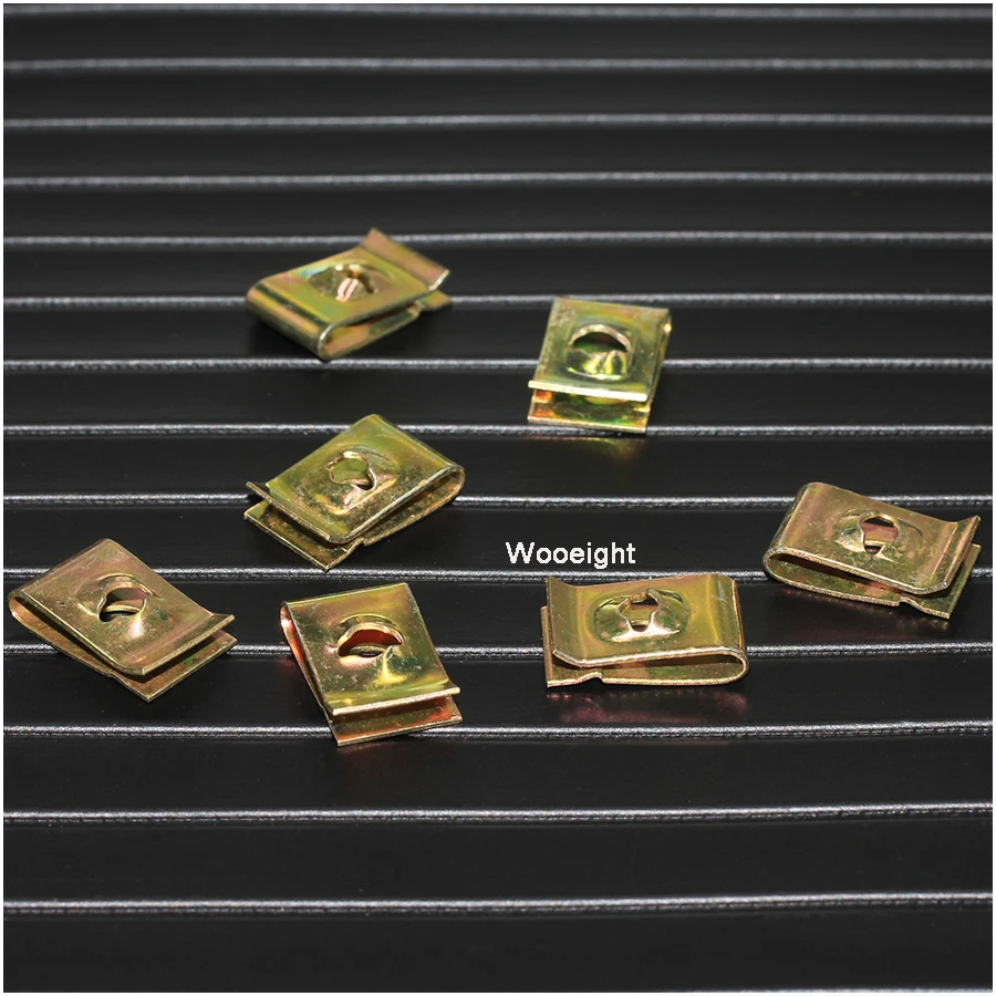 Wooeight 50Pcs Car Fastener Clip Screw Base U Type Nut Mounting Fastener Clips 6mm Dashboard Pannel Speed U-Clips  (5)