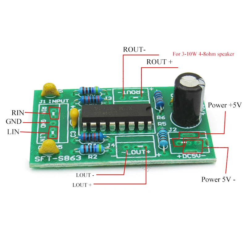 Модуль платы усилителя мощности LM4863 класс электропитания USB усилитель звука AB 3 +