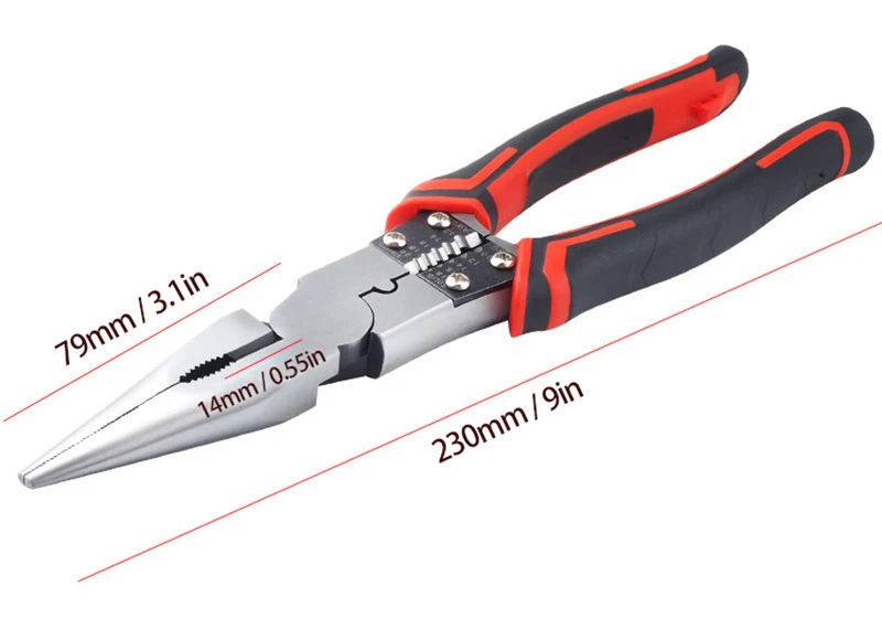 Jewii 8.5in многофункциональные плоскогубцы с длинным носом, диагональные плоскогубцы, Электрические плоскогубцы для зачистки проводов, Нескользящие ручные инструменты
